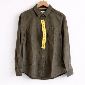 JACHS Girlfriend Olive Green Button Down Size S NWT Stretch Cotton Utility Shirt